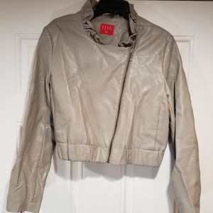 JACKET:  Cropped moto jacket tan pleather